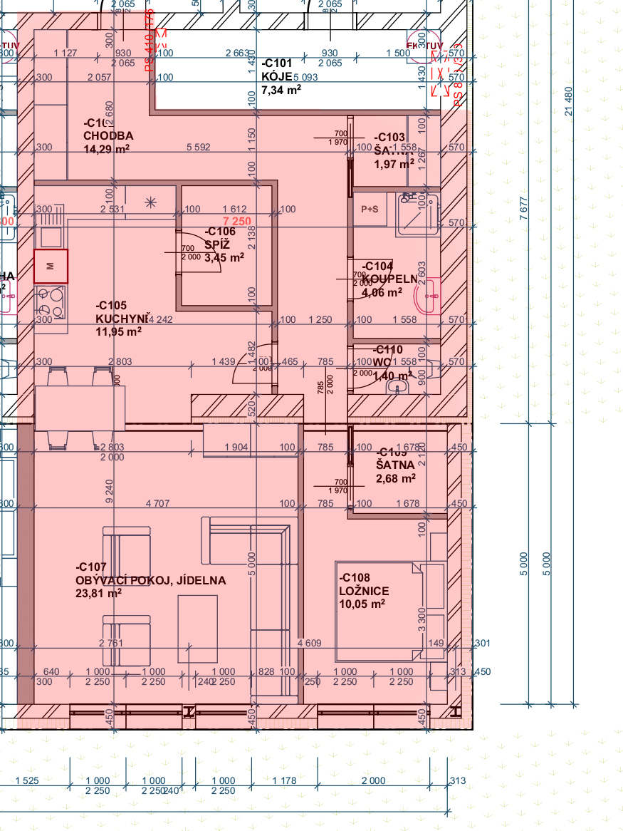Půdorys apartmánu C03.