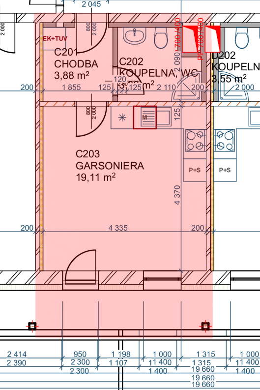 Půdorys apartmánu C23.