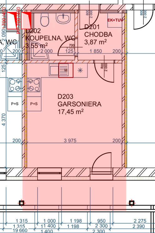 Půdorys apartmánu D24.